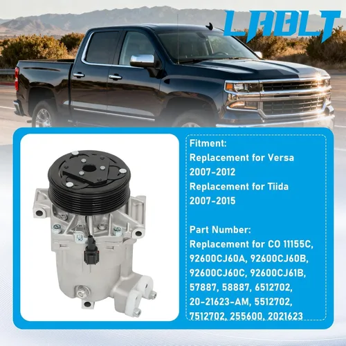 Vista 4 de Reemplazo de Compresor de A/C para Versa 2007-2012 Reemplazo para Tiida 2007-2015 92600CJ60A CO 11155C