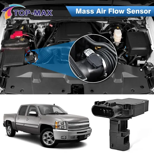 Vista 9 de TOP-MAX Sensor de flujo de aire masivo compatible con Chevy Silverado 1500 2500HD Suburban Tahoe GMC Sierra Yukon Cadillac Escalade CTS, sensor MAF