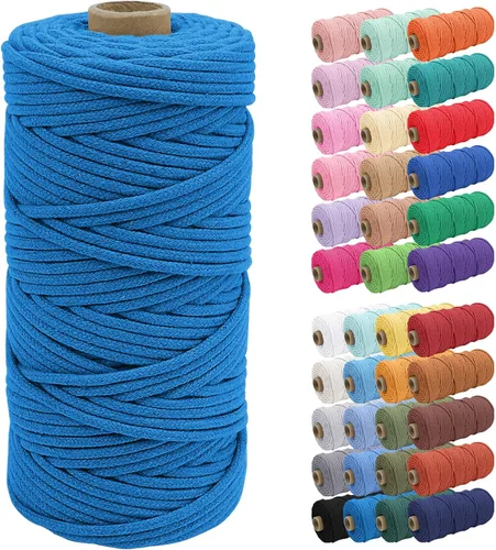 Vista 31 de JeogYong Cuerda de macramé de 0.157 in x 109 yardas, cuerda trenzada de algodón natural, cuerda de macramé para bolsas de ganchillo, colgar