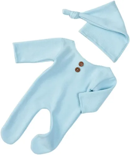 Vista 7 de Traje de fotografía para recién nacido, traje de bebé niño y niña, sesión de fotos de ganchillo, ropa de ganchillo, sombrero, pantalones, accesorio
