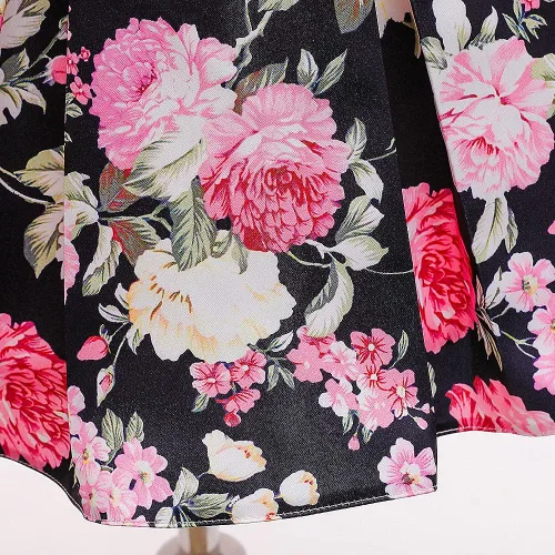 Vista 7 de Vestido de fiesta de boda con estampado floral para niñas, vestido formal de baile de graduación