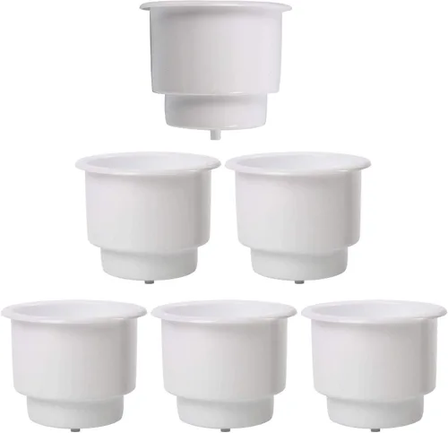 Vista 11 de Amarine Made Soporte empotrado para latas y bebidas de plástico con drenaje para barco, coche y marina, 3 piezas, color blanco