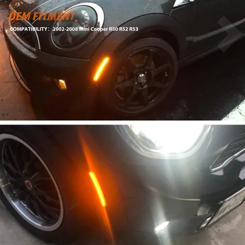 Vista 6 de ADIIL Luces de marcador lateral de guardabarros delanteros LED ámbar con lente transparente compatible con MINI Cooper R50 R52 R53 2002-2008 Lente