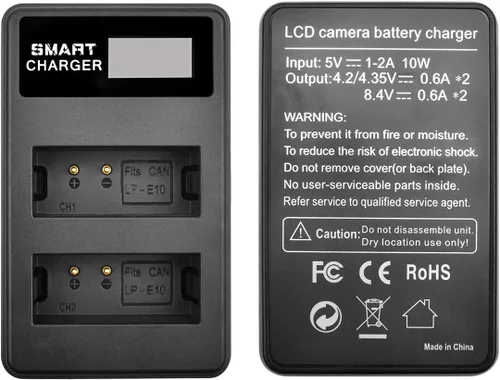 Vista 4 de Bonacell Paquete de 2 baterías LP-E10 y cargador dual LCD compatible con Canon EOS EOS 1100D, EOS 1200D, EOS 1300D, 1500D, 2000D, 3000D, Rebel T3