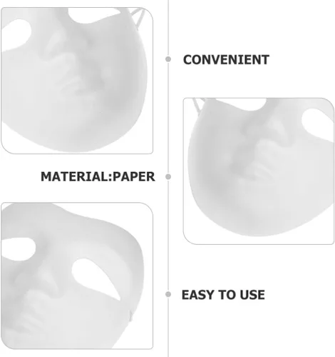 Vista 8 de NUOBESTY 5 máscaras faciales completas de papel en blanco pintables para Mardi Gras, mascarada, cosplay, 5