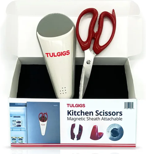 Vista 4 de Tijeras de cocina con funda magnética fijables al refrigerador, hoja separable