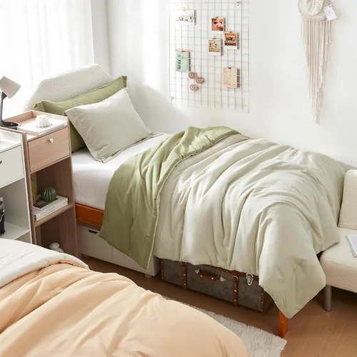 Vista 5 de Dorm Haul® Cozy College - Juego de edredón para cama individual XL - Leche de olmo/avena