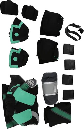 Vista 7 de Miccostumes Disfraz unisex de anime verde para cosplay, traje de batalla