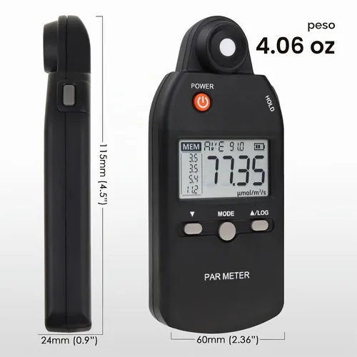 Vista 7 de Medidor PAR para luces LED de crecimiento de alta precisión Sensor Quantum Medidor de luz Par Tester PPFD para medir la actividad fotosintética