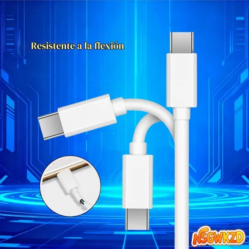 Vista 5 de Cable USB C a USB C de 60 W, carga rápida para MacBook Air Pro, iPad, iPhone17 16 15, tableta Samsung Galaxy A7, cable de carga tipo C para teléfono