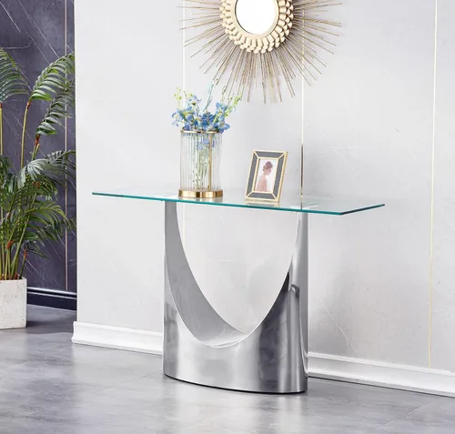 Vista 36 de Mesa auxiliar de cristal dorado de lujo, moderna mesa de centro cuadrada para sofá con base de acero inoxidable con espejo brillante, mesa de noche