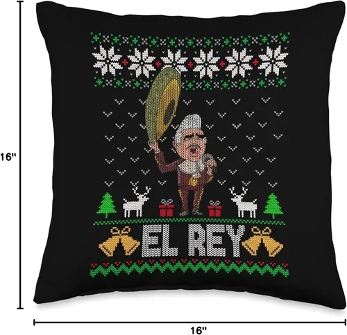 Vista 4 de Leyendas Mexicanas El Rey de México Vicente Fernández Mexican Legend - Almohada de 16 x 16 pulgadas, multicolor
