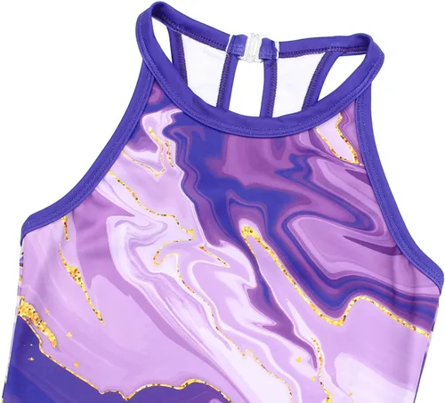 Vista 7 de MODAFANS Leotardos de gimnasia para niñas con pantalones cortos, con cierre de baile, ropa deportiva