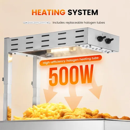 Vista 2 de Dyna-Living Calentador de papas fritas – 3 niveles de altura ajustable calentador de papas fritas comercial 10L encimera de papas fritas lámpara