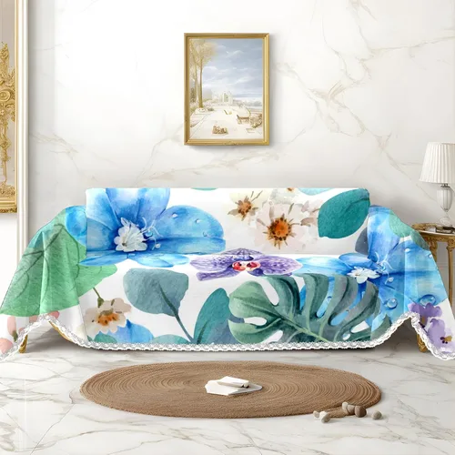 Vista 9 de Funda de sofá con estampado de flores y mariposas, fundas para sofá, fundas para sillón, funda resistente a las manchas, protector universal