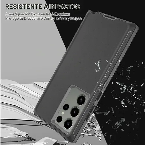 Vista 6 de Funda para Samsung Galaxy S23 Ultra, S23 Ultra con protector de pantalla de TPU flexible autorreparable [2 unidades], funda resistente 3 en 1