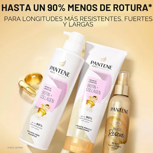 Vista 9 de Pantene Pro-V Miracles Infinite Lengths Biotina + Champú sin sulfato de colágeno 13.5 onzas líquidas