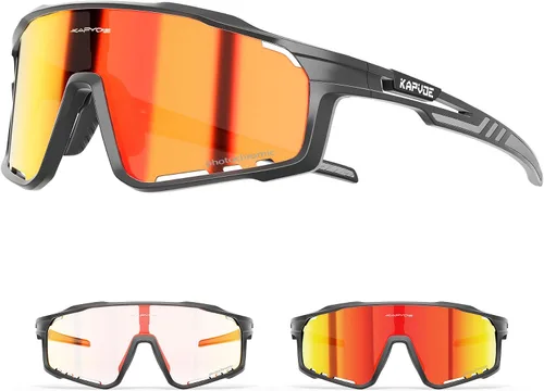 Vista 12 de KAPVOE Gafas de ciclismo fotocromáticas para hombres y mujeres, gafas de sol deportivas, marco de decoloración HD, gafas de bicicleta K76