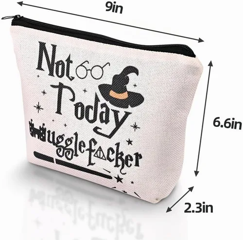 Vista 4 de Magic Wizard - Bolsa de maquillaje divertida con texto en inglés "Not Today", regalo para niñas, hermanas y mujeres