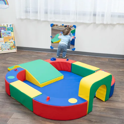 Vista 7 de Children's Factory Anillo de juego con túnel y tobogán, primario, CF322-162, escalador de espuma para bebés, juguete de escalada para niños y niños