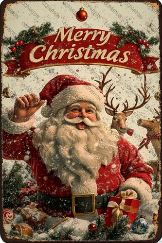 Vista 19 de CCPARTON Carteles de Feliz Navidad Graciosos Cartel de Hoja de Estaño para Decoración del Hogar Interior Jardín Patio Exterior Porche 8x12 Pulgadas