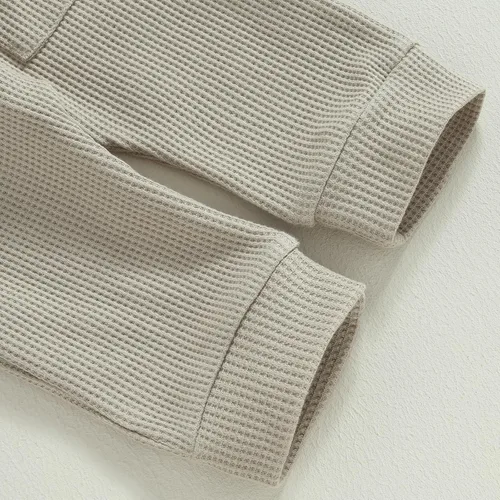 Vista 6 de Conjunto de 2 piezas de sudadera de manga larga de punto gofre para bebé recién nacido, para otoño e invierno