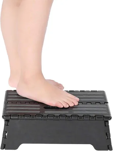 Vista 7 de Taburete plegable de 15 pulgadas, capacidad de 330 libras, antideslizante, taburete plegable de un solo paso para adultos y niños, almacenamiento