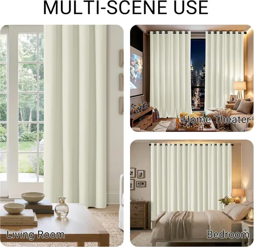 Vista 7 de ChrisDowa Cortinas 100% Opacas de Abedul Sólido de 45 Pulgadas de Largo, 2 Paneles para Dormitorio y Sala de Estar, Estilo Granja Oscurecedoras