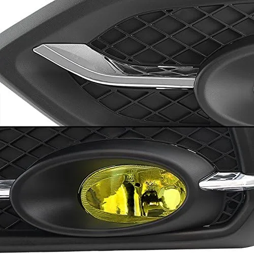 Vista 3 de AKKON - Para Honda Civic 2 puertas 2014 2015 Coupe Lente amarilla para defensa con interruptor + focos