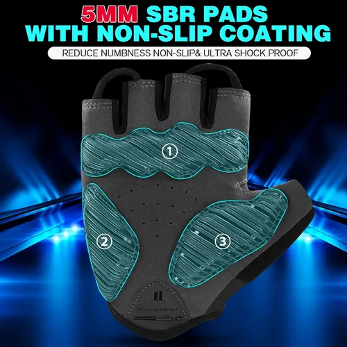 Vista 2 de Tanluhu Guantes de ciclismo SBR de 0197in de grosor guantes de ciclismo de medio dedo guantes de bicicleta de montaña guantes de bicicleta