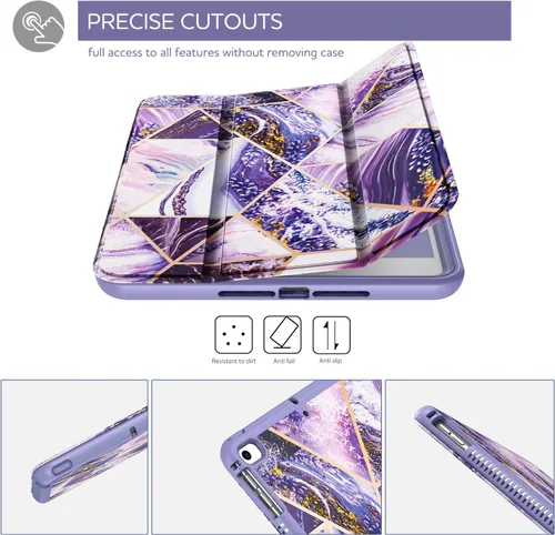 Vista 6 de SURITCH Funda para iPad mini 4/iPad mini 5, [Protector de pantalla integrado] [Soporte para lápiz] Funda protectora de cuerpo completo con función