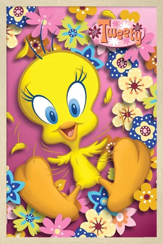 Vista 8 de Trends International Looney Tunes - Póster de pared de Tweety Bird de poder, 14.725 x 22.375 pulgadas, versión enmarcada de madera de granero