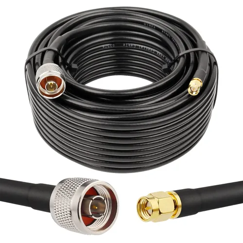 Vista 12 de MOOKEERF 2 piezas de cable N macho a SMA macho 1 pie, cable SMA a N de 50 ohmios de baja pérdida ultra KMR240 coaxial para enrutador WiFi, receptor