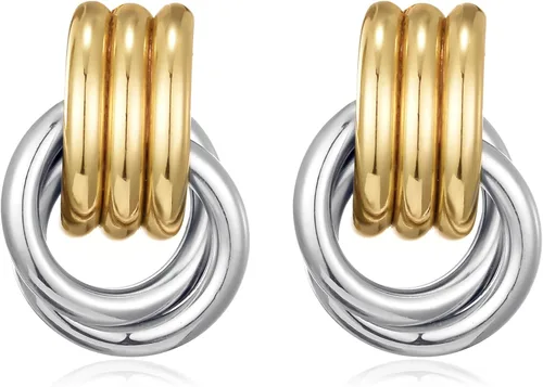 Vista 13 de Aretes chapados en oro de 14 quilates para mujer, joyería gruesa Corazón de oro de 14 quilates