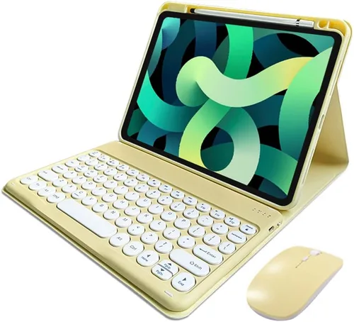 Vista 12 de kaitesi Funda de teclado para iPad de 9ª/8ª/7ª generación de 10.2", teclado Bluetooth inalámbrico desmontable con ratón, funda inteligente tipo
