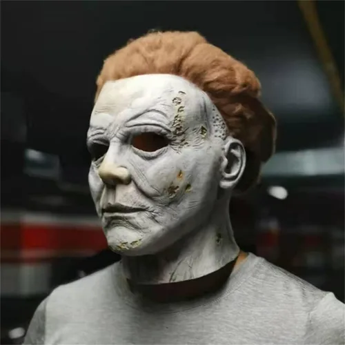 Vista 7 de Led Latex Mask for Halloween Michael Kills Cosplay Scary Masks with Hair Horror Killer Dress Up Costumes Adult Man Masks