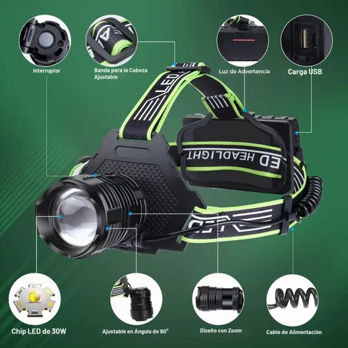 Vista 5 de Bud K Linterna frontal LED recargable, 1000 lúmenes, linterna frontal súper brillante con sensor de movimiento, 8 modos, ajustable a 135°, lámpara