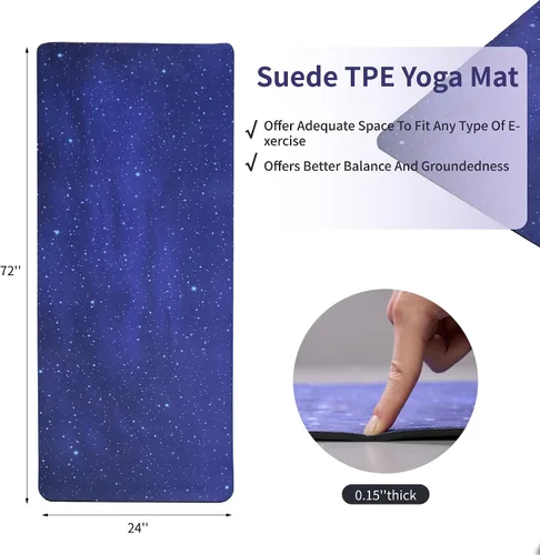 Vista 2 de Tapete de yoga, tapete de yoga con diseño antideslizante, tapete profesional de TPE para ejercicio, 72 x 24 pulgadas, tapete de entrenamiento