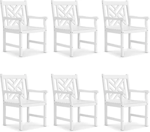 Vista 10 de VINGLI Juego de 2 sillas de comedor al aire libre, sillas de madera resistentes de 330 libras para patio con respaldo cómodo, sillas de comedor