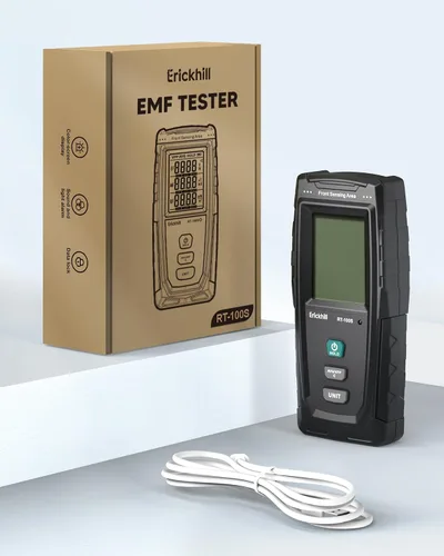 Vista 8 de ERICKHILL Detector EMF 3 en 1, detector de radiación de campo electromagnético para EF, RF, MF, WiFi, señal 5G, modos de alarma triple, carga tipo
