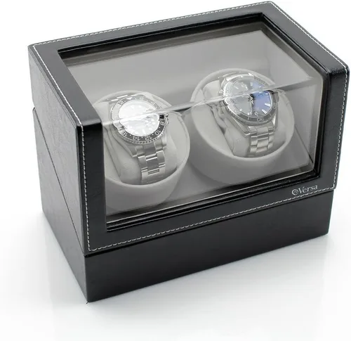 Vista 2 de Versa Enrollador de reloj doble Elite en cuero negro