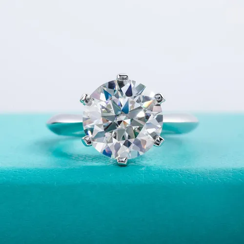 Vista 3 de AnuClub 1235CT Anillo solitario de moissanita de seis puntas, anillo de plata de ley 925, regalo para boda, compromiso y aniversario con certificado