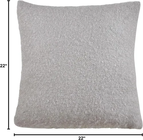 Vista 4 de SARO LIFESTYLE Angora Collection - Almohada con relleno de poliéster de mohair sintético, 22 pulgadas, color gris