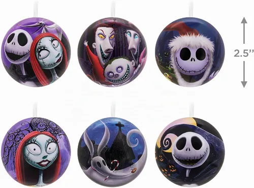 Vista 4 de Hallmark Disney Tim Burton El extraño mundo de Jack Adornos, Bola de Estaño, Juego de 12