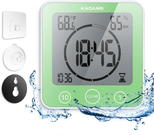 Vista 15 de KADAMS - Temporizador digital con alarma, impermeable para pulverización de agua para baño, regadera, cocina, temporizador táctil, visualización