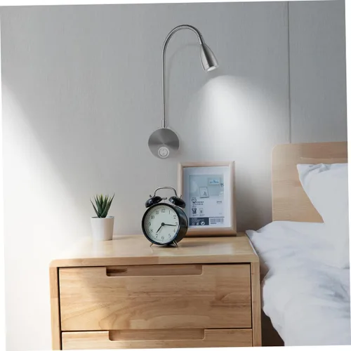 Vista 6 de SEWACC Luz de lectura LED para montaje en pared, brazo flexible de 360 grados, para dormitorio, lámpara de noche con interruptor, blanco cálido