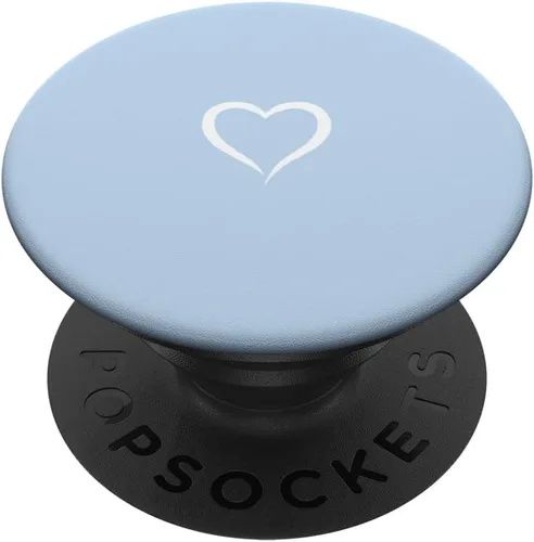 Vista 7 de PopSockets MagSafe PopGrip para iPhone con diseño de corazón dibujado a mano y azul pastel