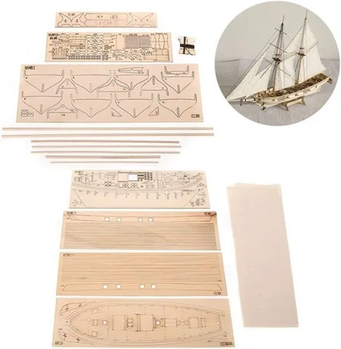 Vista 2 de PUZOU Modelo de velero de madera, kit de barco de vela de madera, kit de modelado de barcos de madera, modelo de barco de bricolaje, barcos de vela