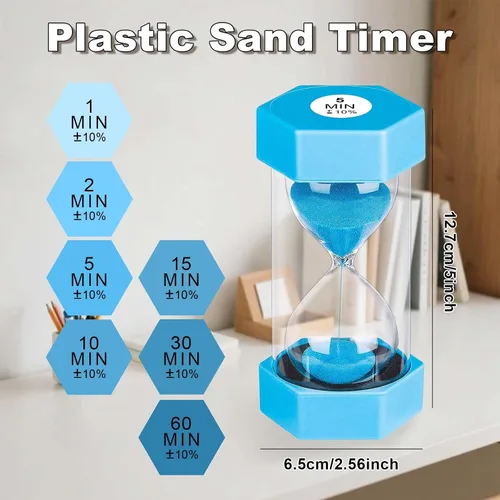 Vista 4 de Reloj de Arena con Temporizador de Arena de 1 Minuto, Reloj de Arena Irrompible, SandWatch de Plástico de 1 Min, Reloj De Arena 1 Minutos, Reloj