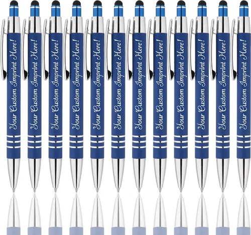 Vista 8 de Bolígrafos personalizados: el bolígrafo Hottie de goma suave al tacto con punta de lápiz óptico es un elegante bolígrafo de metal premium, tinta